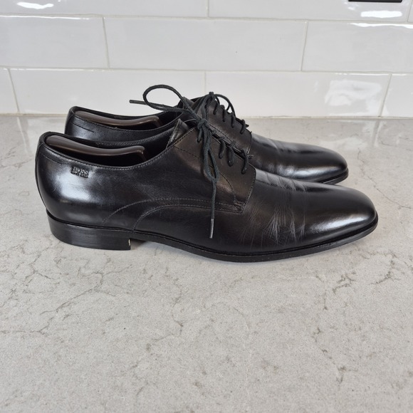 HUGO BOSS Size 11 Leather Derby Oxford Shoes Black 50190694‎ main image 9